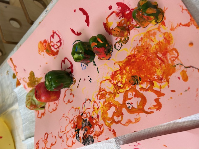 野菜スタンプでアート